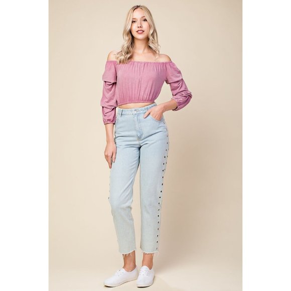 Honey Punch Crop Top, Mauve - Picture 4 of 4